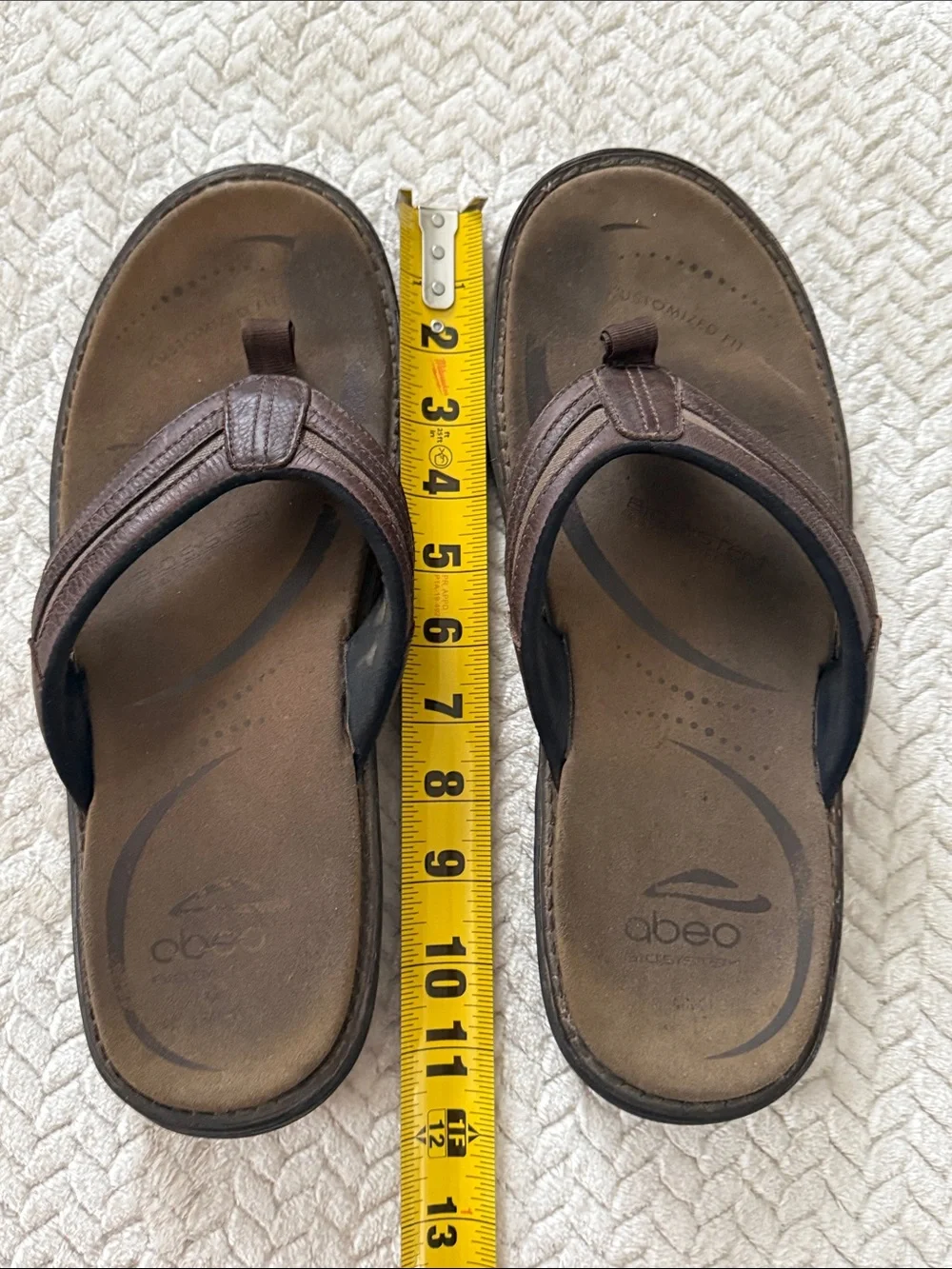 Abeo Men's Dark Brown Leather Thong Sandals